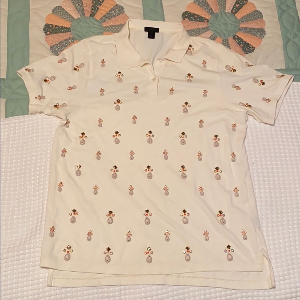 J Crew Collection Embellished Polo